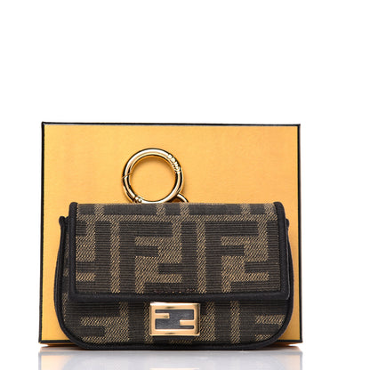 Fendi Fabric Jacquard FF 1974 Nano Baguette Charm Tobacco Moro Black 9 of 9