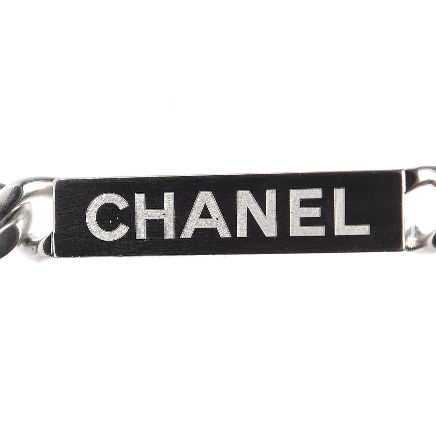 Oversized Chain Logo Necklace Ruthenium
