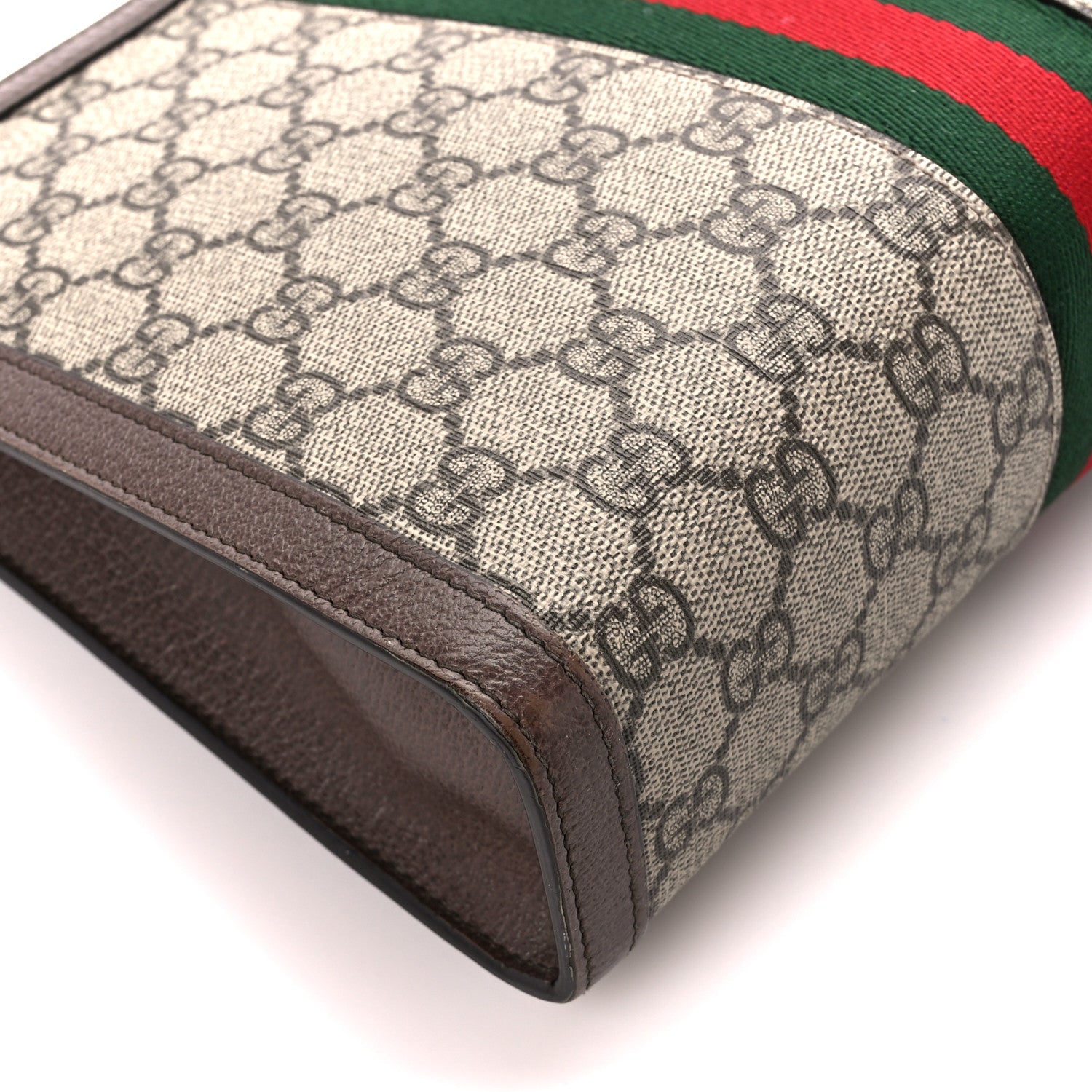 Gucci GG Supreme Monogram Web Ophidia Pouch Brown 10 of 12