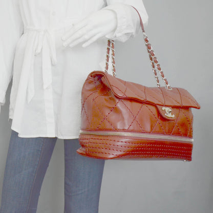 Chanel Leather Large Expandable Flap Bag Red 2 of 12