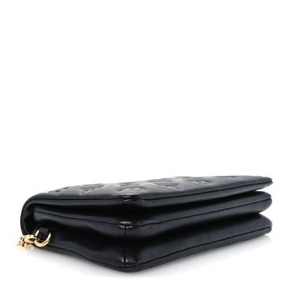 Louis Vuitton Lambskin Embossed Monogram Pochette Coussin Black 3 of 9