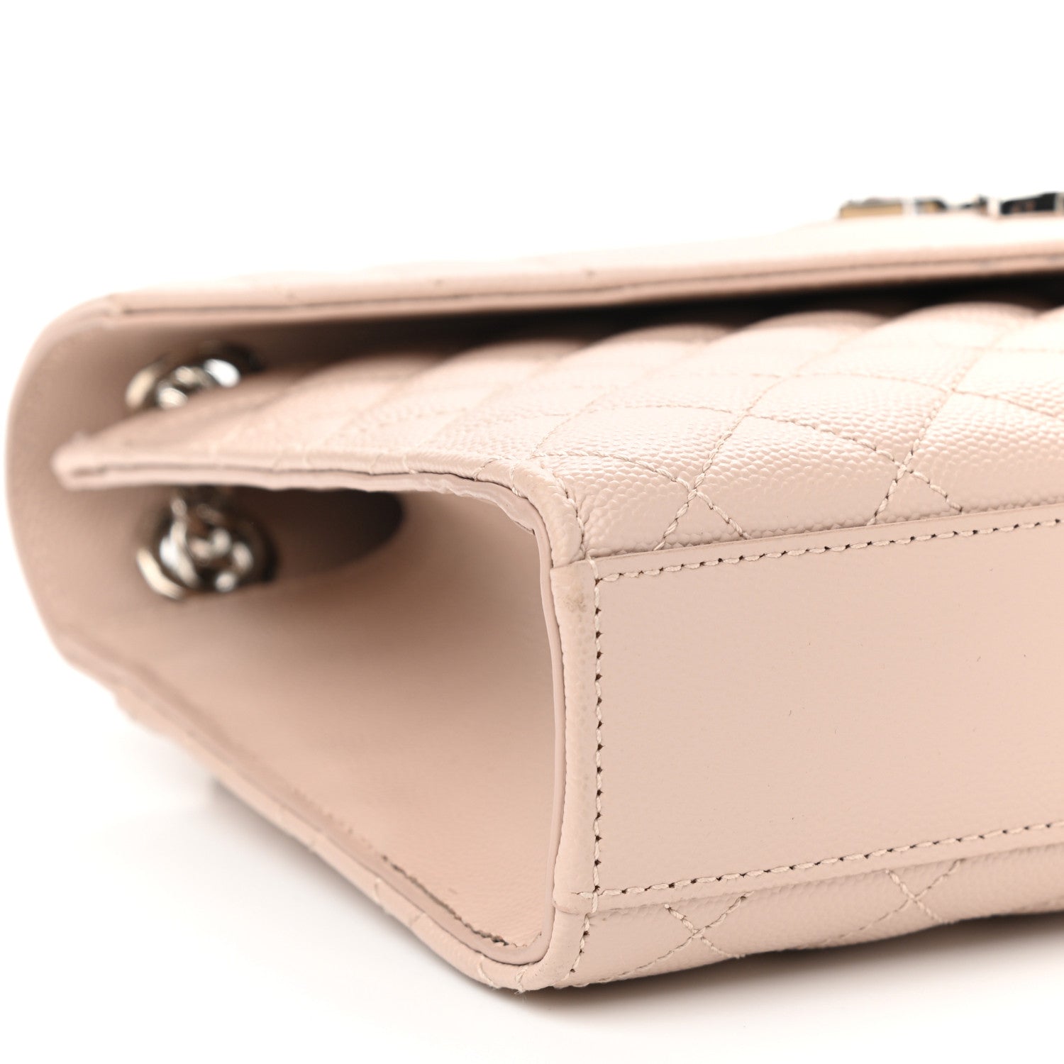 Saint Laurent Grain De Poudre Textured Mixed Matelasse Medium Triquilt Monogram Satchel Marble Pink 10 of 12