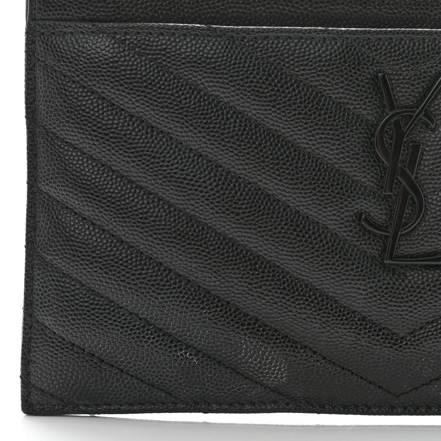 Saint Laurent Grain De Poudre Chevron Monogram Bill Pouch Black 8 of 8