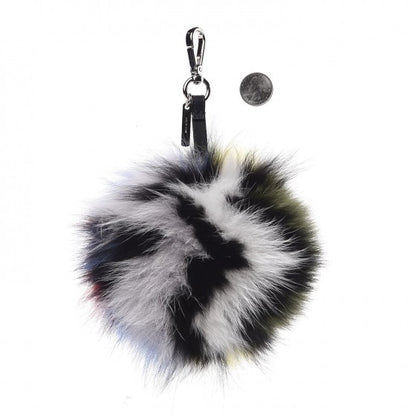 Fendi Fox Fur Striped Pom Pom Bag Charm Multicolor 2 of 3