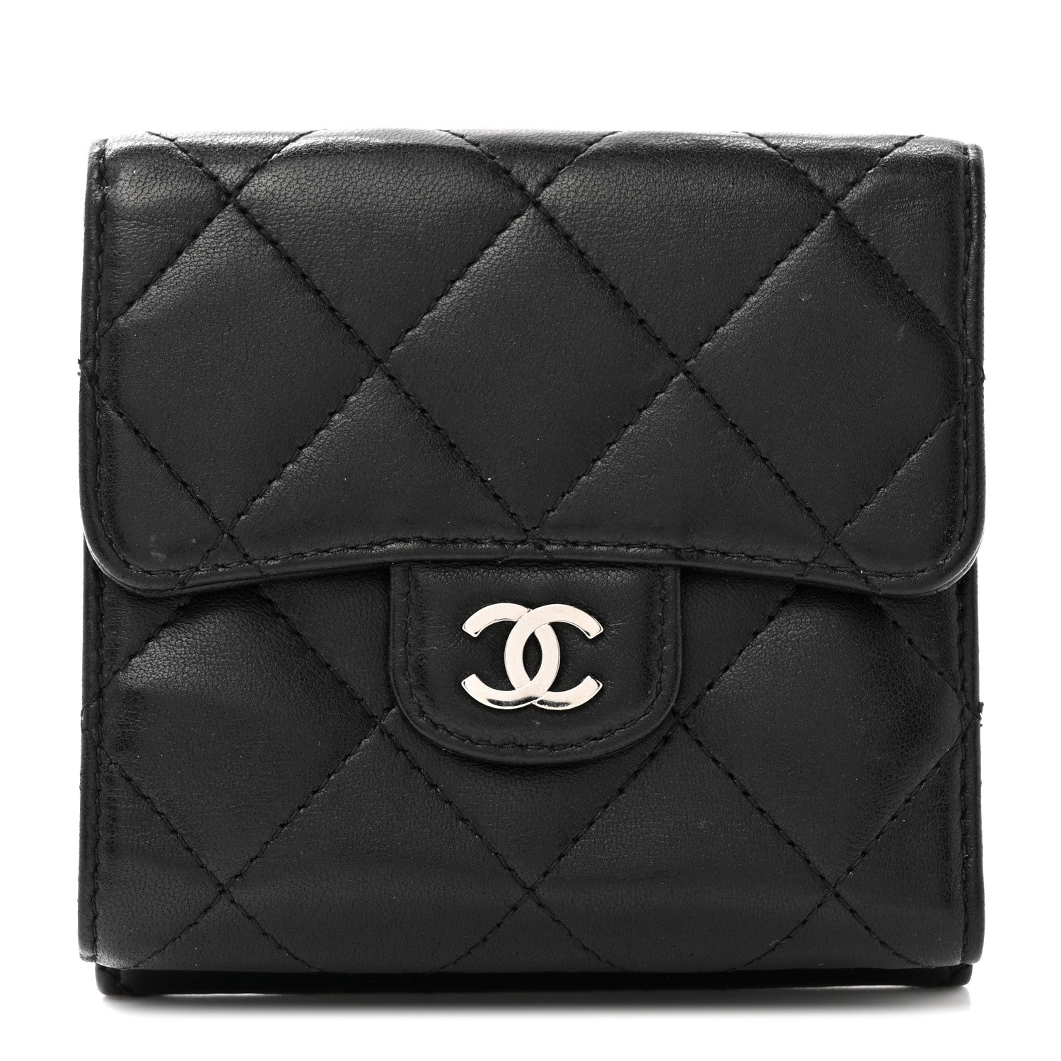 Chanel Lambskin Quilted Double Sided Wallet Black 1 of 12