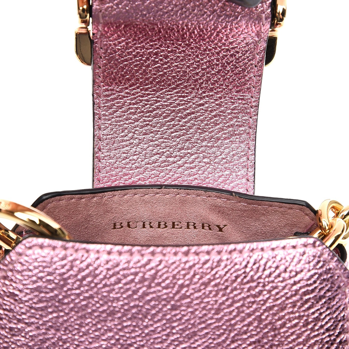 Metallic Calfskin Mini Buckle Tote Charm Pale Orchid