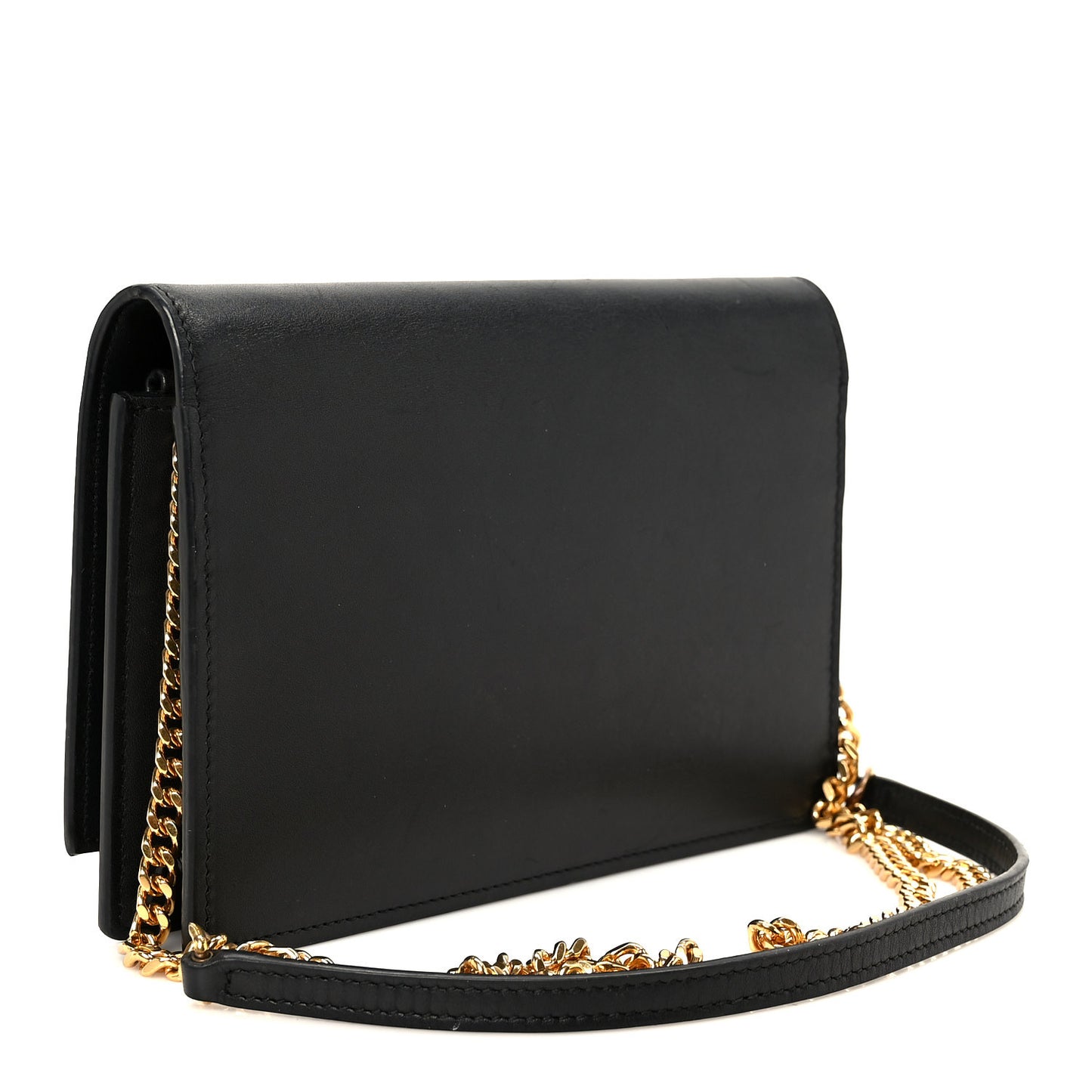 Smooth Calfskin Classic Monogram Kate Tassel Chain Wallet Black