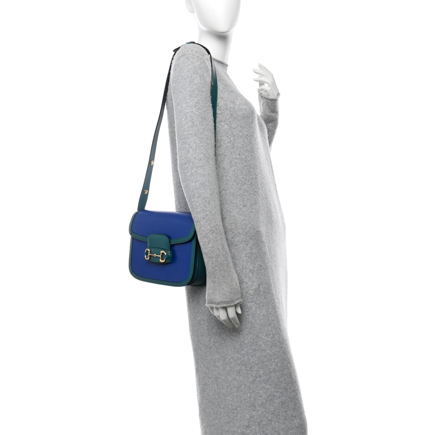 Azalea Calfskin Horsebit 1955 Shoulder Bag Imperial Blue Pavone Imperial Blue Pavone
