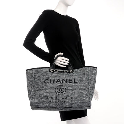 Chanel Woven Straw Raffia Large Deauville Tote Charcoal 3 of 8
