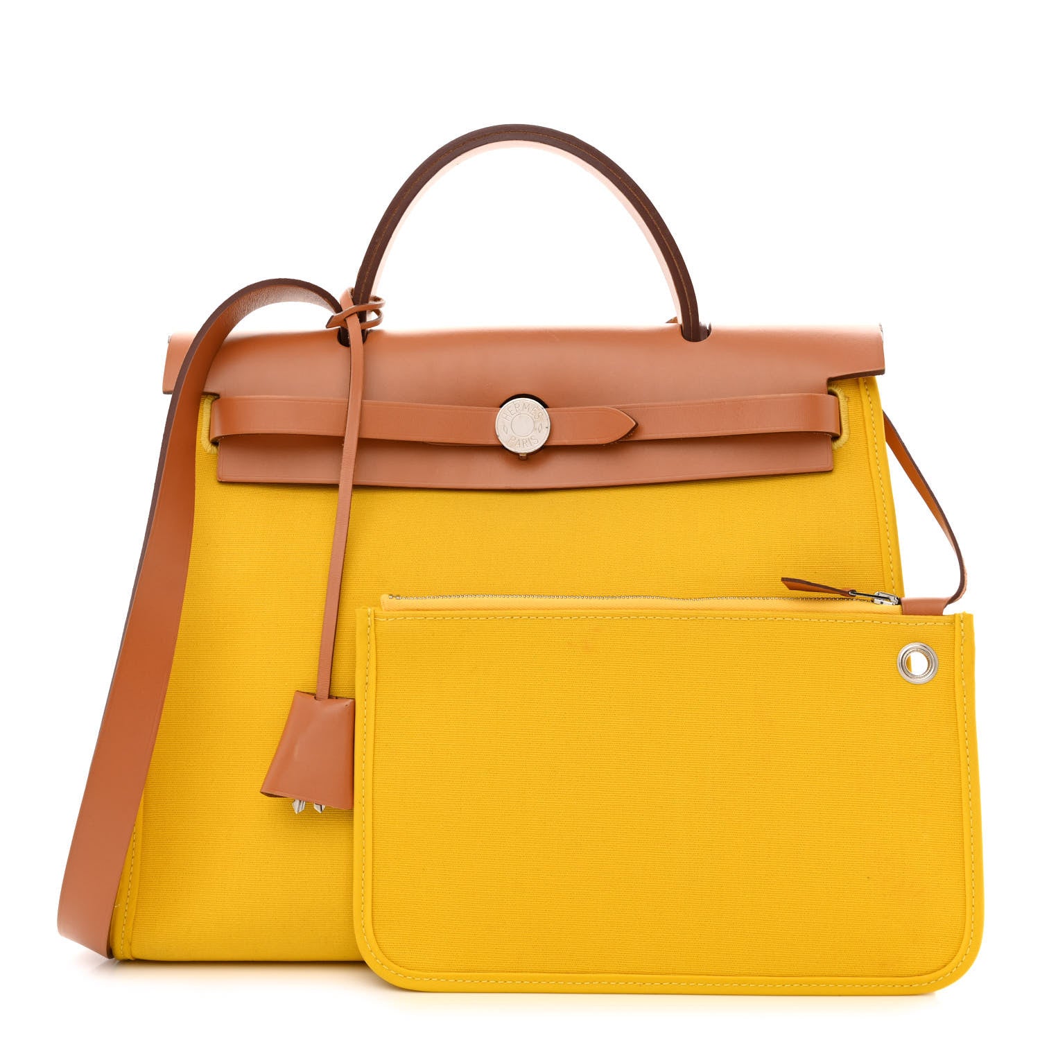 Hermes Vache Hunter Toile Officier Herbag Zip PM 31 PM Natural Jaune De Naples 1 of 29