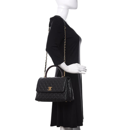 Chanel Caviar Lizard Embossed Quilted Small Coco Handle Flap Black 2 of 11