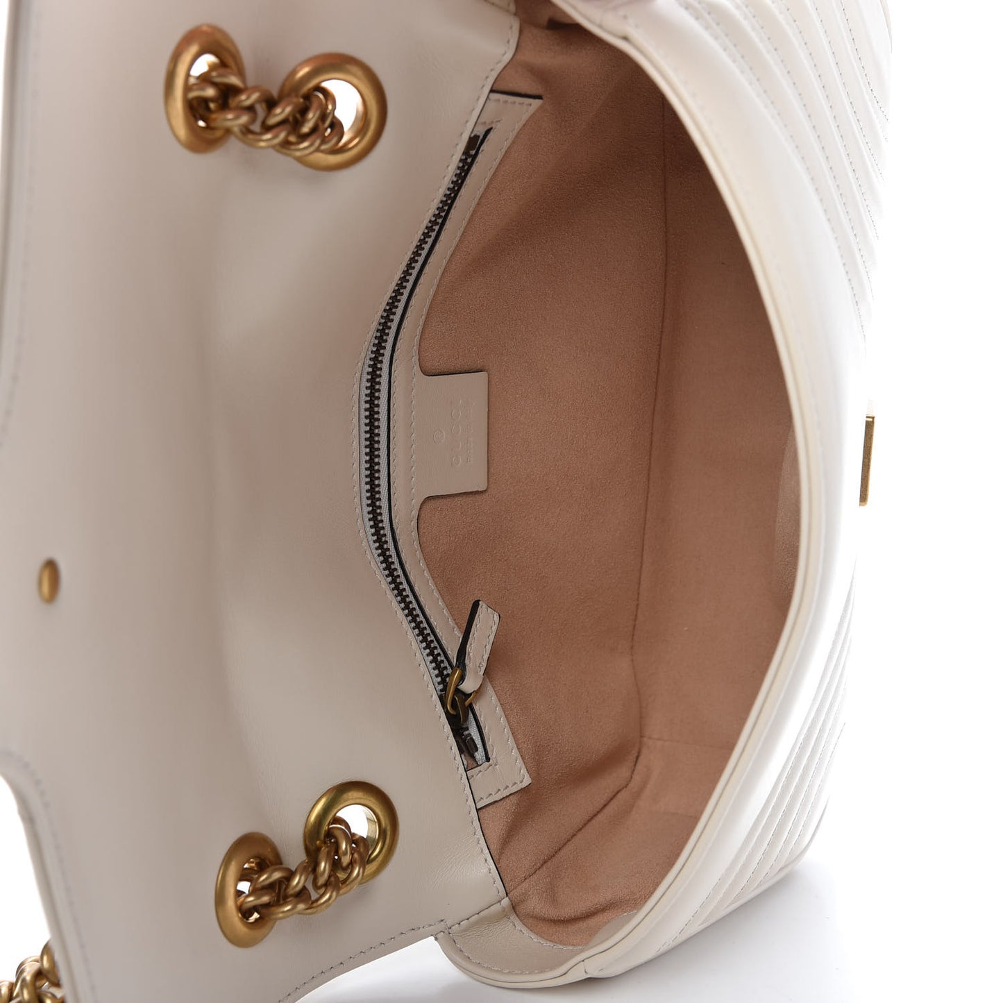Calfskin Matelasse Small GG Marmont Shoulder Bag White