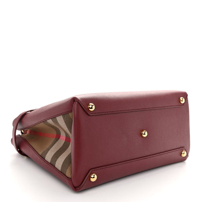 Burberry Grainy Calfskin House Check Medium Banner Tote Mahogany Red 4 of 9