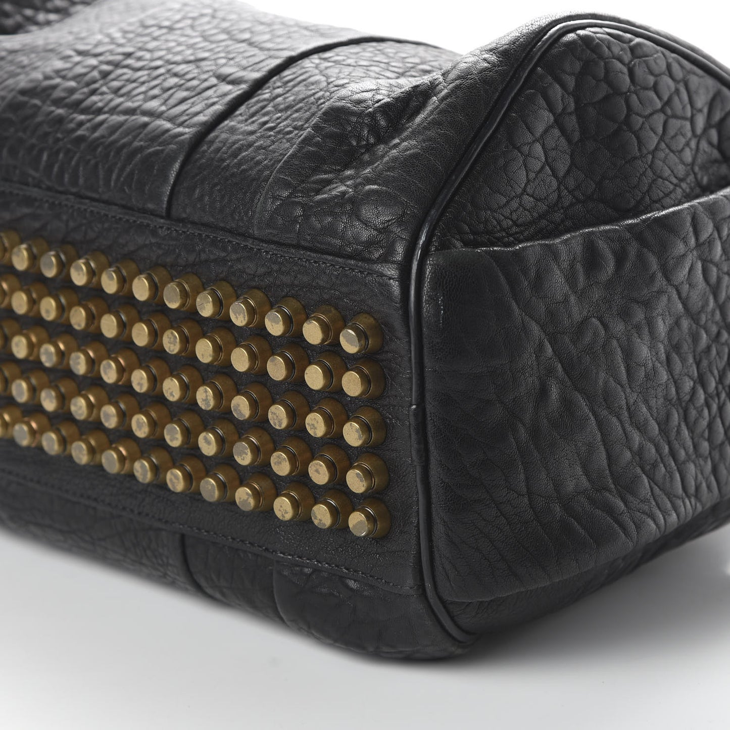 Pebbled Lambskin Rocco Black Antique Brass Hardware