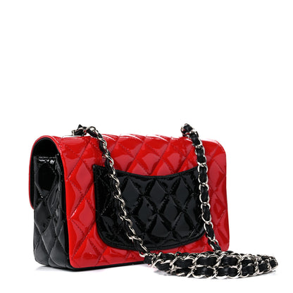Chanel Patent Calfskin Quilted Bi-Color Mini Rectangular Flap Red Black 2 of 9