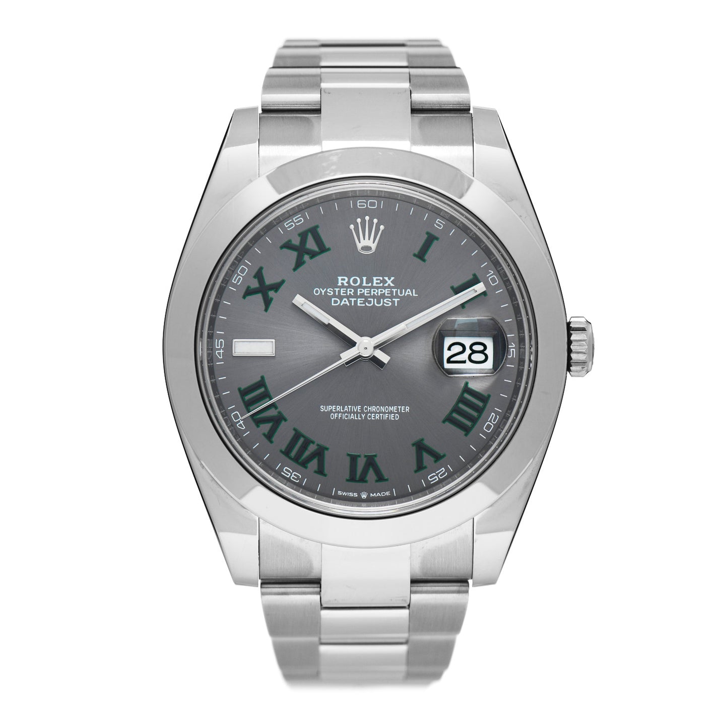 Stainless Steel 41mm Oyster Perpetual Wimbledon Datejust Watch Slate 126300