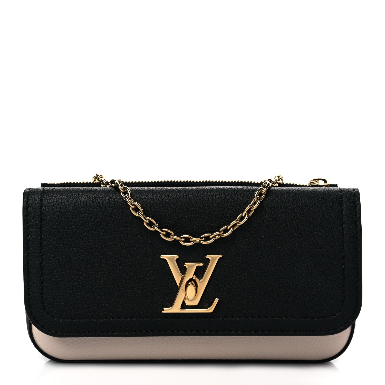 Louis Vuitton Calfskin Lockme Phone Chain Pouch Vanille Black 1 of 11
