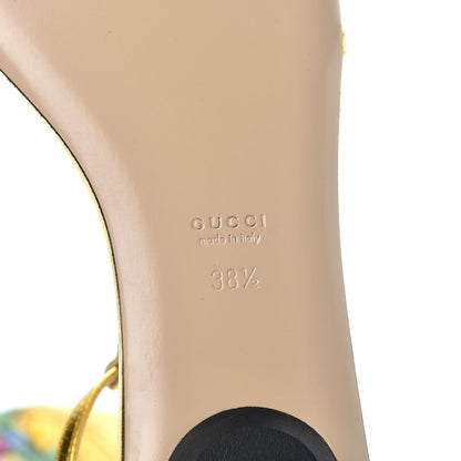 Gucci Metallic Nappa Ophelia T-Strap Flat Sandals 38.5 Gold 6 of 9