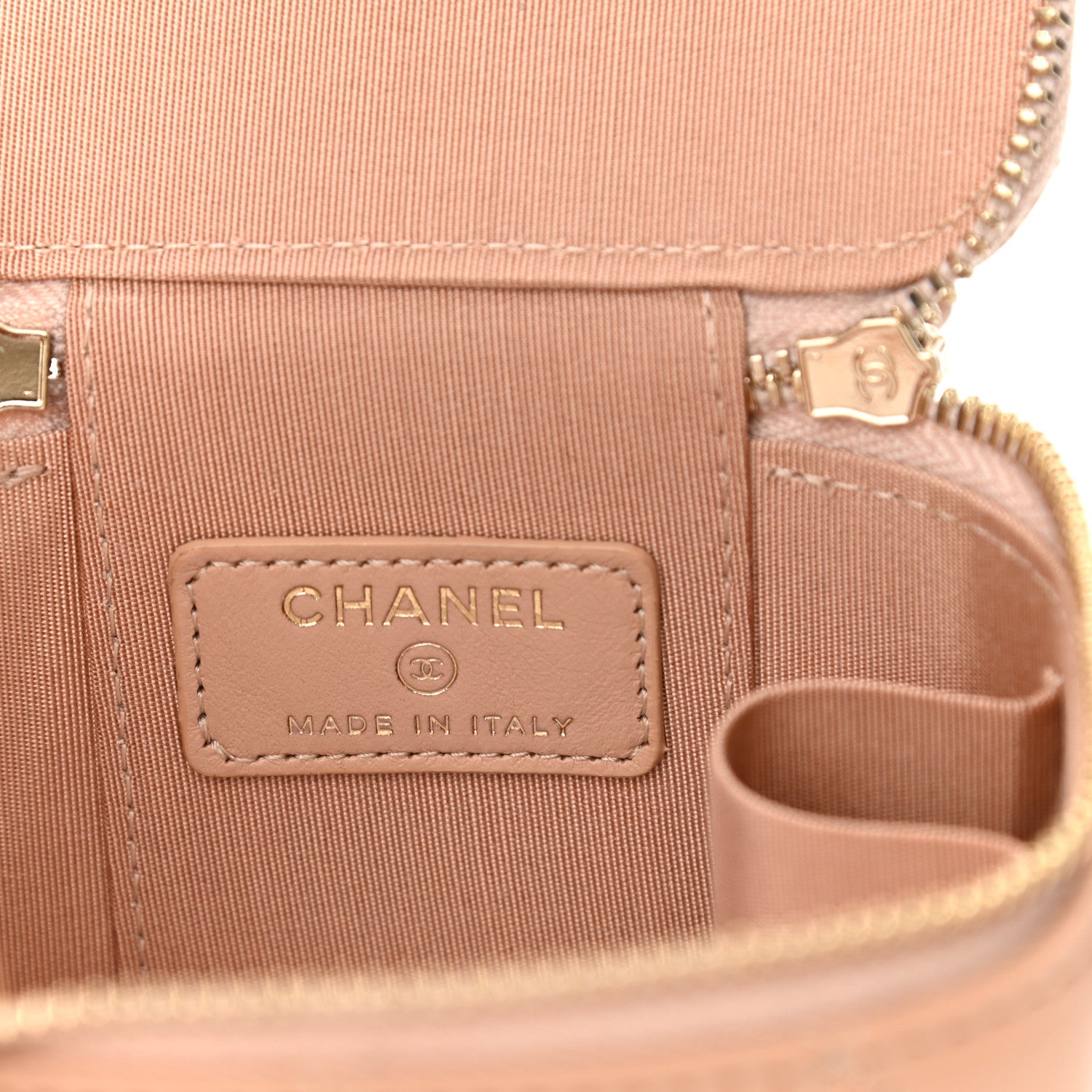 Chanel Lambskin Quilted Top Handle Mini Vanity Case With Chain Beige 6 of 11
