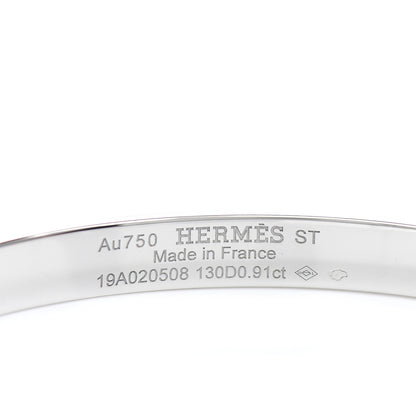Hermes 18K White Gold Pave Diamond PM Collier De Chien Bracelet ST 3 of 4