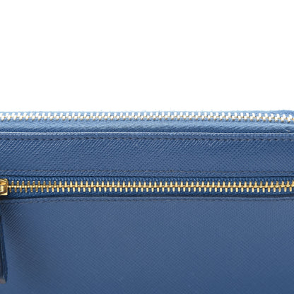 Prada Saffiano Zip Around Wallet Cobalto 13 of 14
