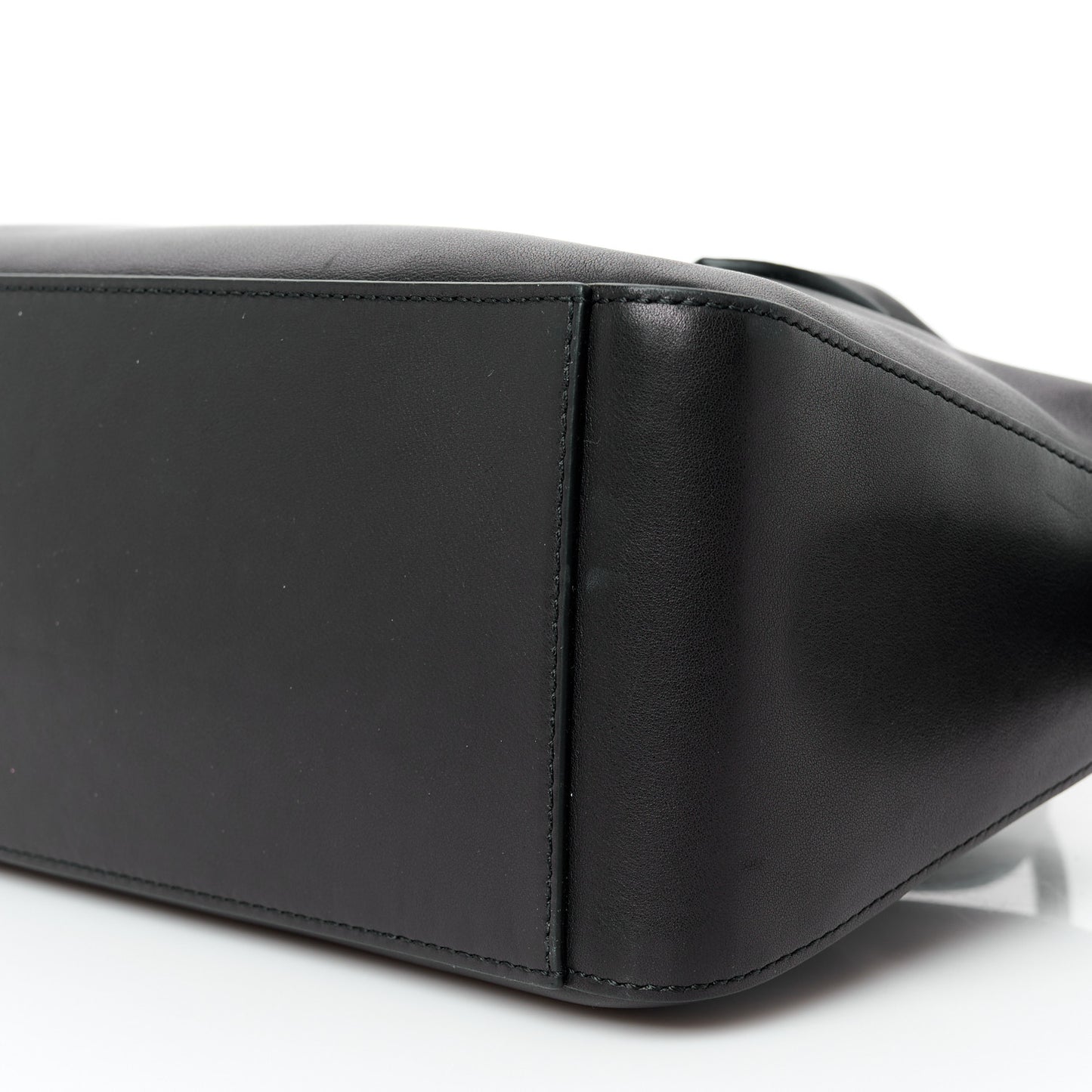 Polished Saddle Calfskin E/W Top Handle Bag Black