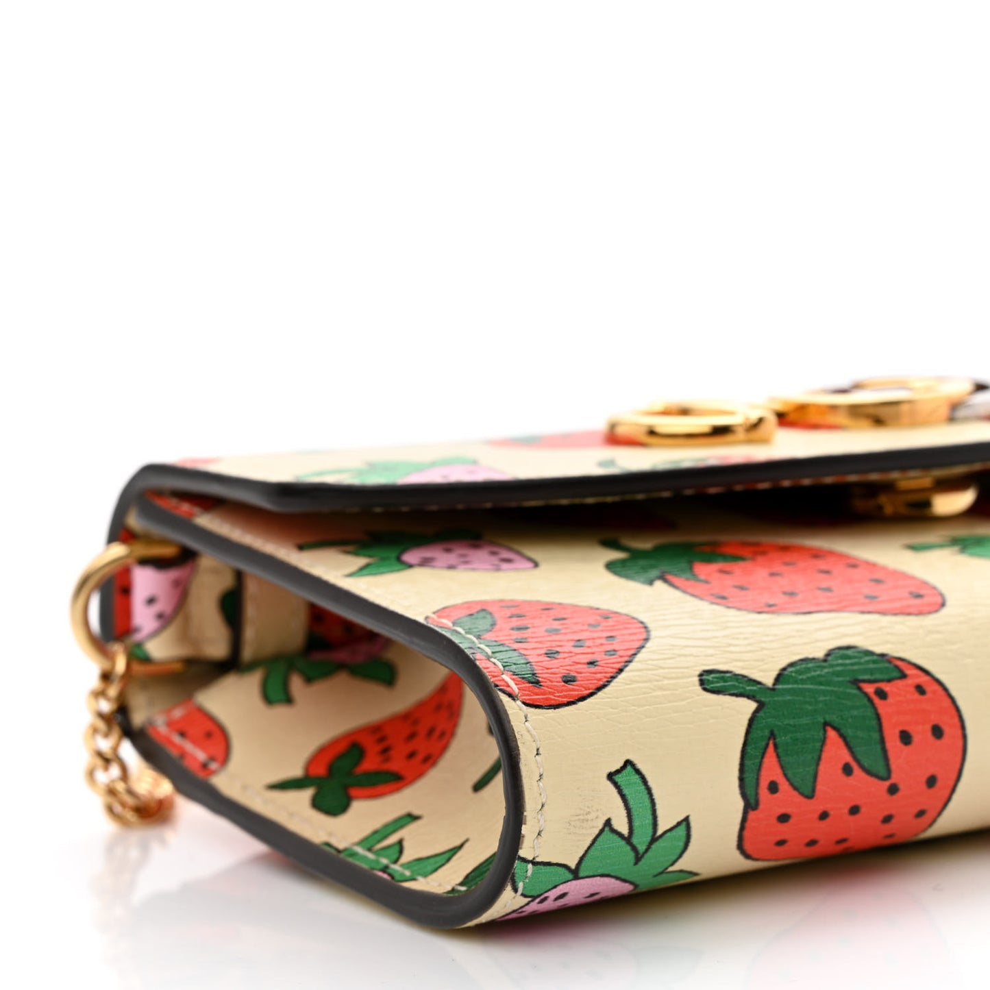 Calfskin Strawberry Print Mini Zumi Shoulder Bag Ivory Red