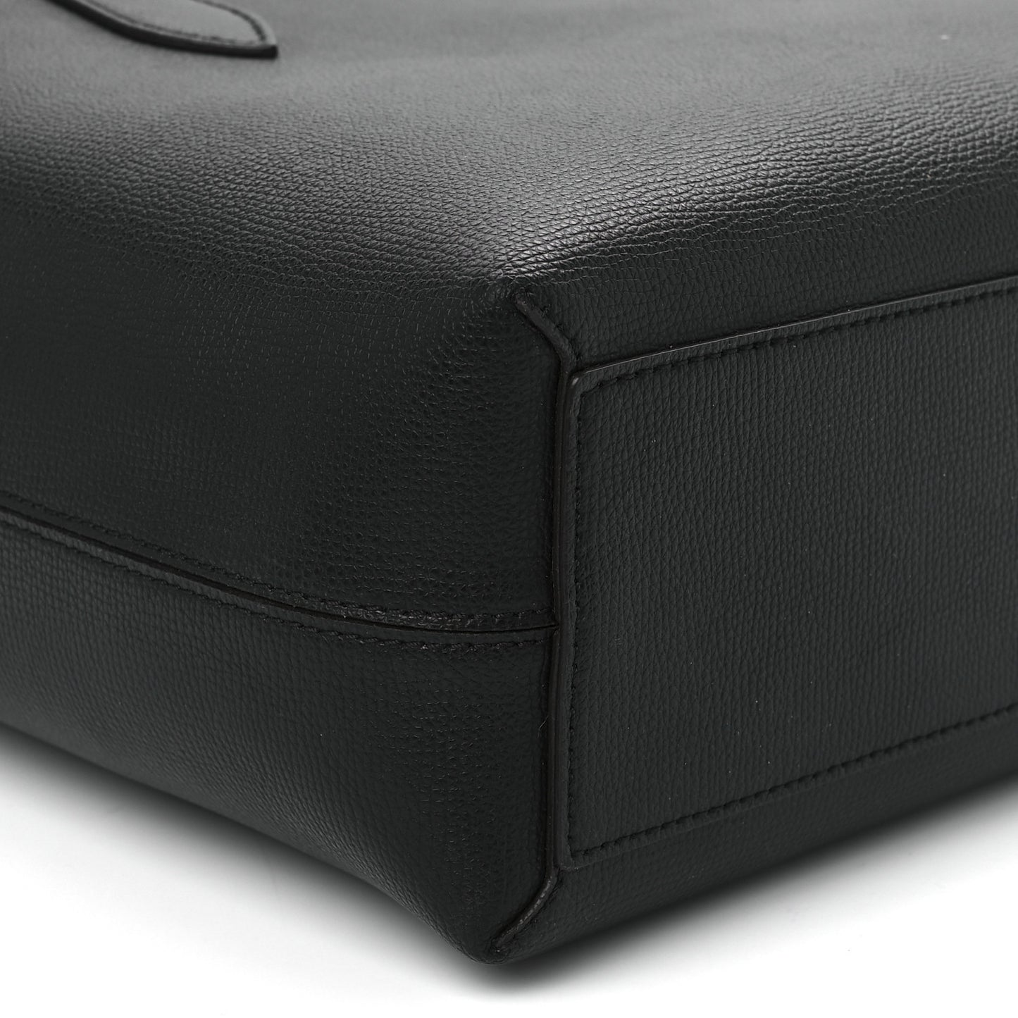 Grainy Calfskin Haymarket Check Small Reversible Tote Black