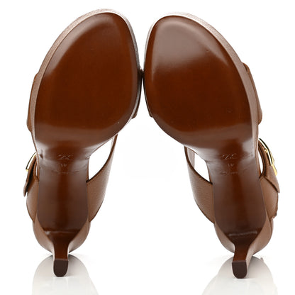 Louis Vuitton Grained Calfskin Horizon Platform Sandals 41 Cognac 5 of 9