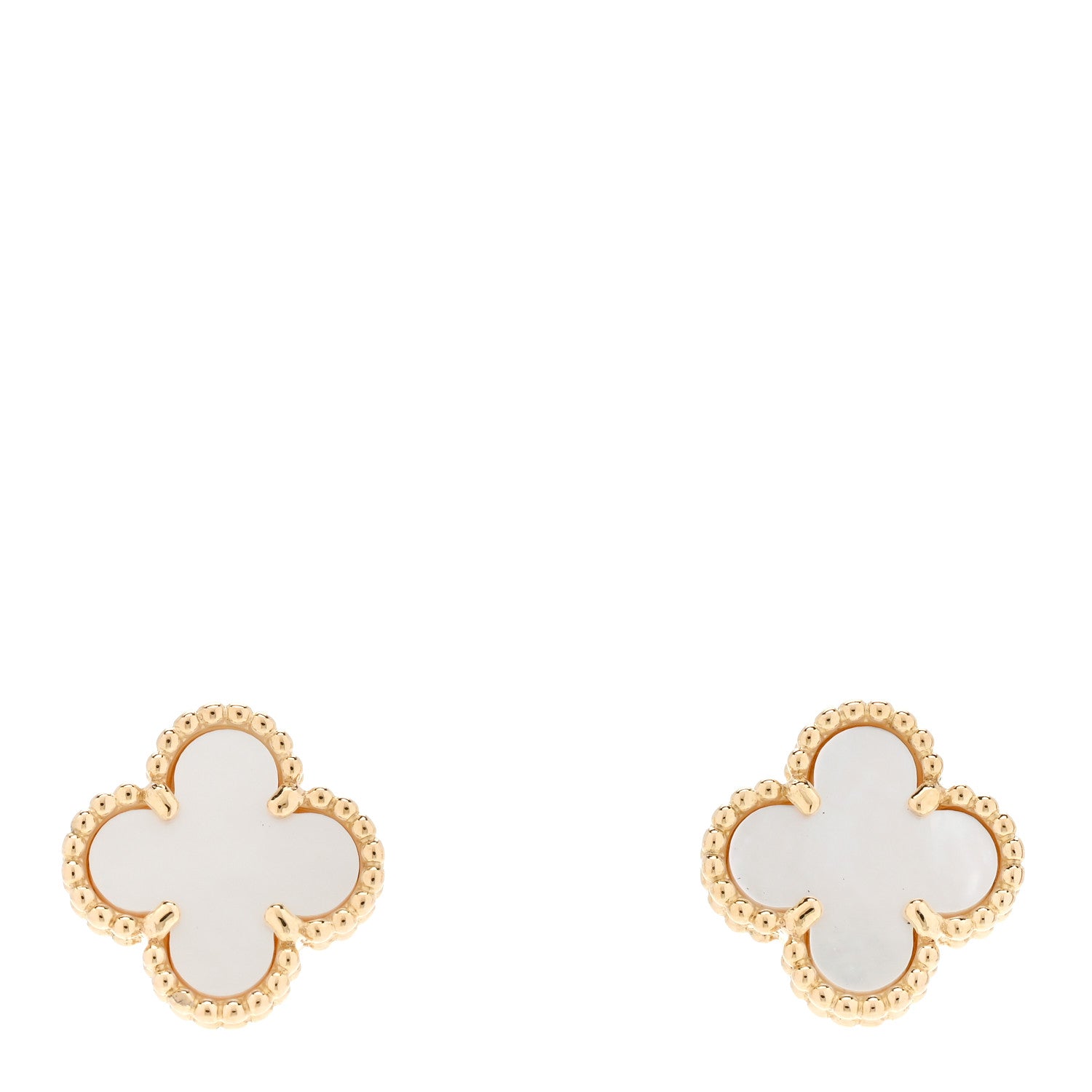 Van Cleef & Arpels 18K Yellow Gold Mother of Pearl Sweet Alhambra Earrings 1 of 5