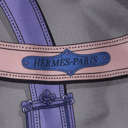 Hermes Silk Cavalcadour Maxi Twilly Grey 3 of 7