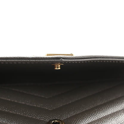 Saint Laurent Grain De Poudre Matelasse Chevron Monogram Flap Wallet Fog 8 of 8