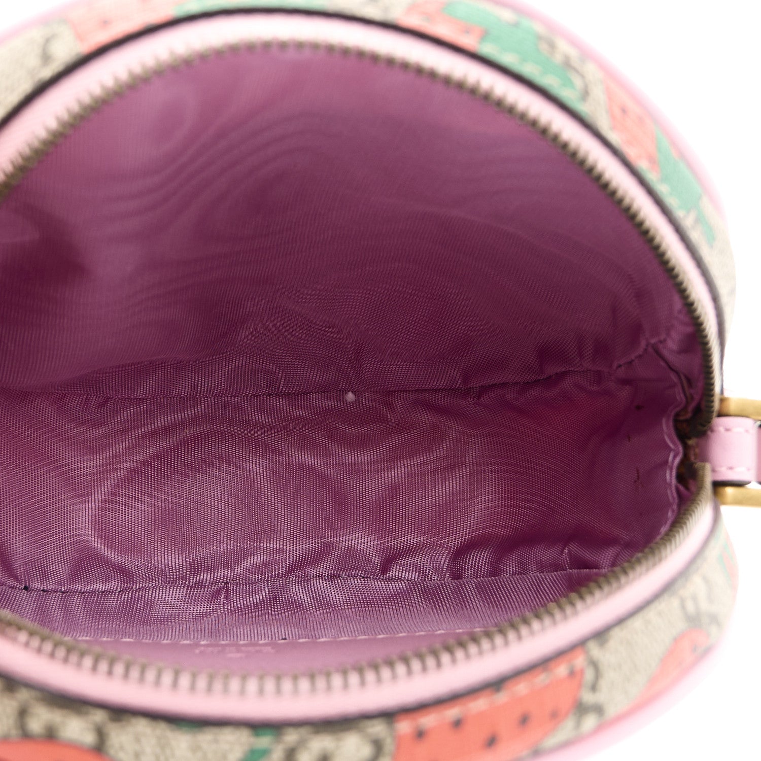 Gucci GG Supreme Monogram Strawberry Round Wrist Wallet 5 of 8
