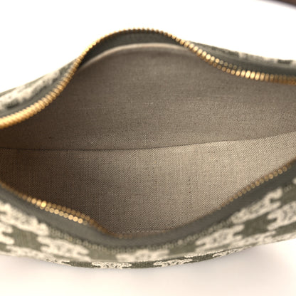 Celine Canvas Calfskin Ava Triomphe Shoulder Bag Green 5 of 10