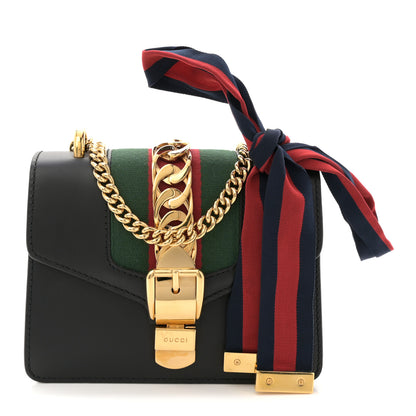 Gucci Calfskin Mini Sylvie Shoulder Bag Black 1 of 11