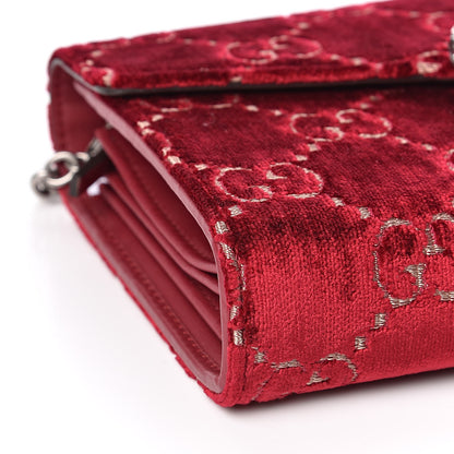 Gucci Velvet GG Monogram Mini Dionysus Chain Wallet Red Cipria 8 of 10