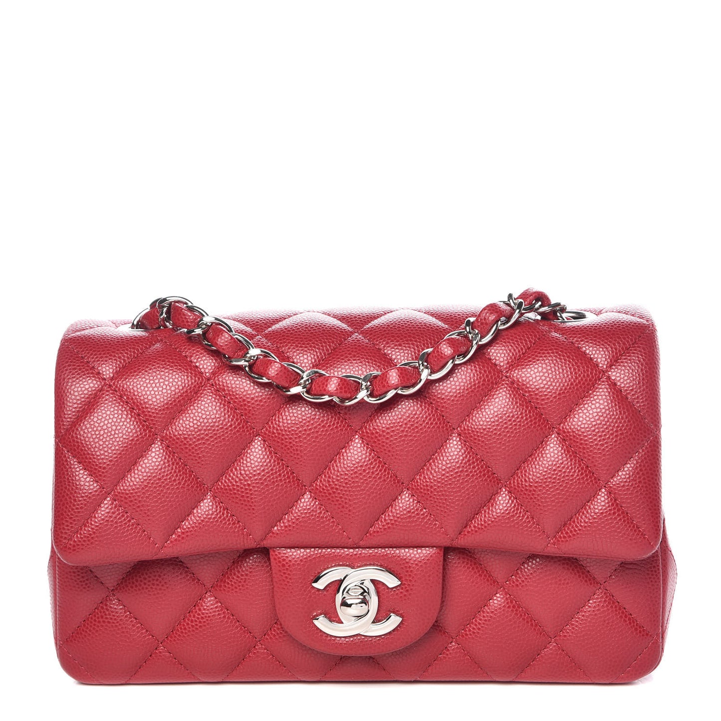 Caviar Quilted Mini Rectangular Flap Red