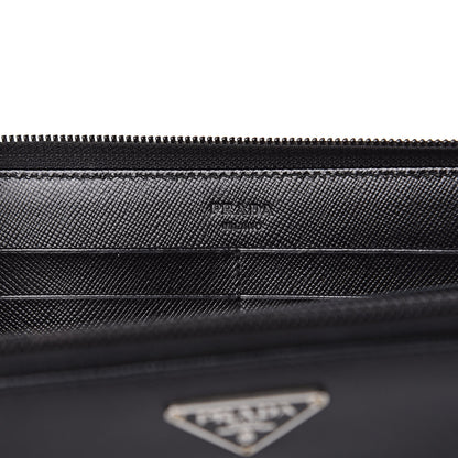 Prada Saffiano Metal Zip Around Wallet Black 6 of 10