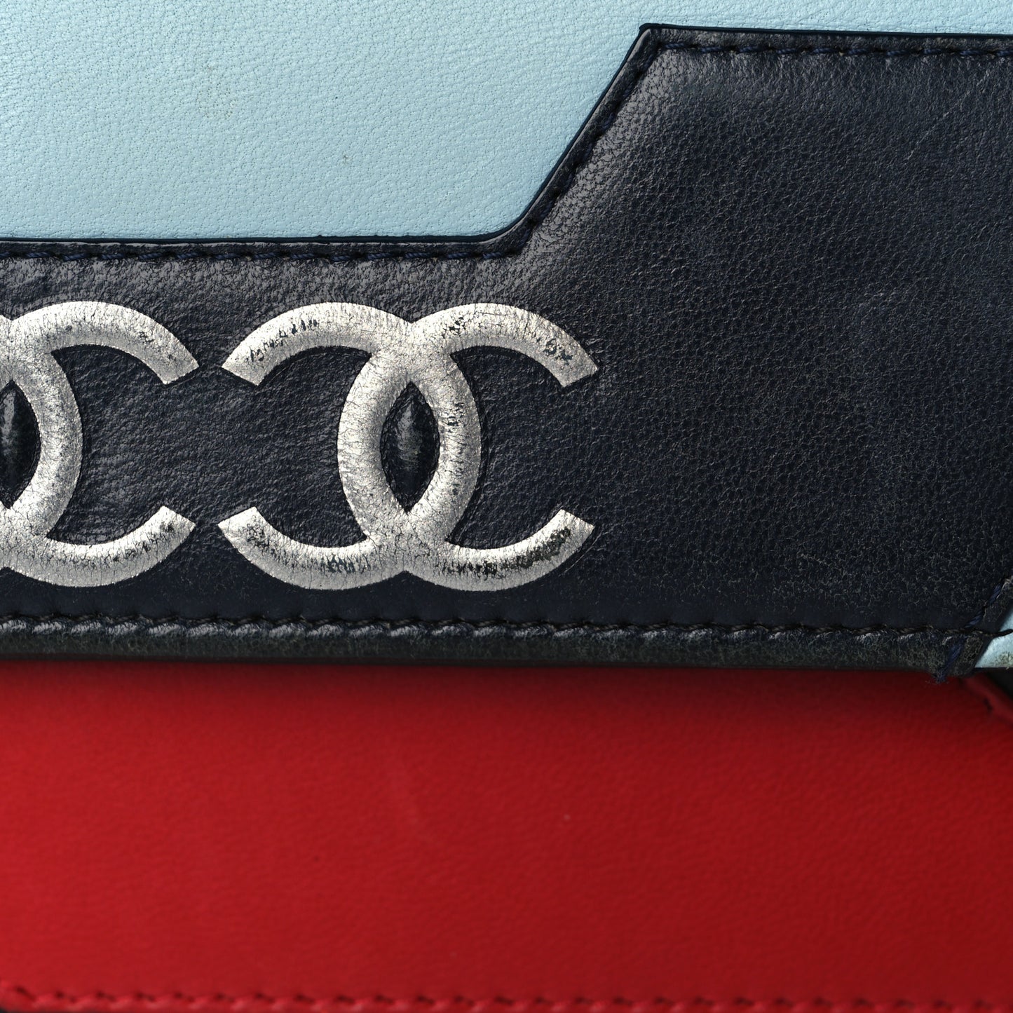 Lambskin Airlines Wallet On Chain WOC Blue Black Red