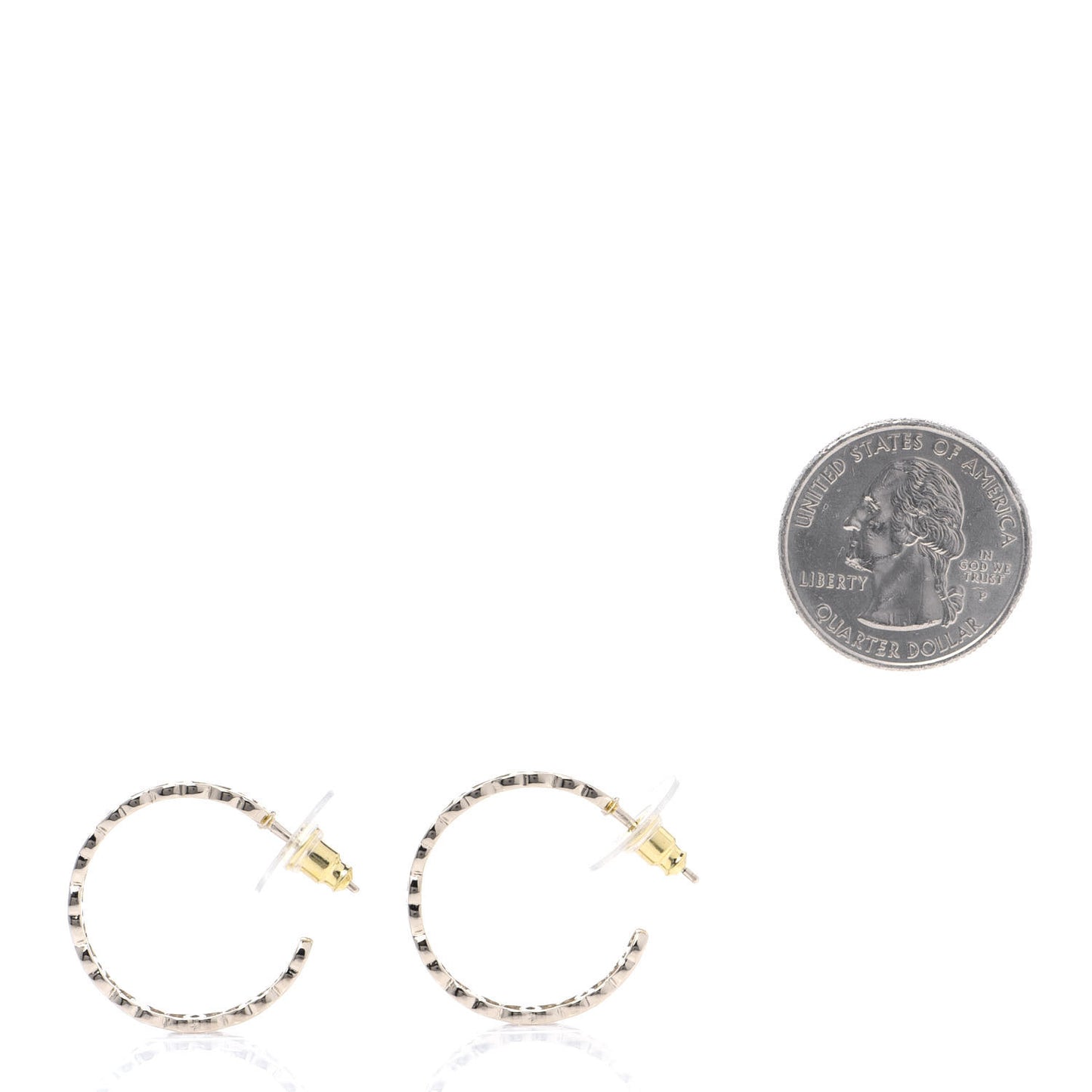 Metal CC Hoop Earrings Gold