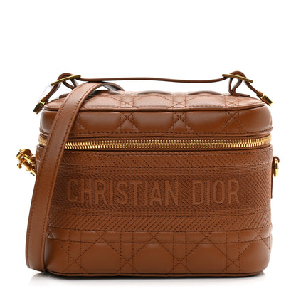 Christian Dior Lambskin Cannage Small Diortravel Vanity Case Cognac 1 of 9