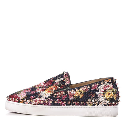 Christian Louboutin Tissu Baigneause Spikes Womens Pik Boat Flat Sneaker 40 Multicolor Rame 1 of 9