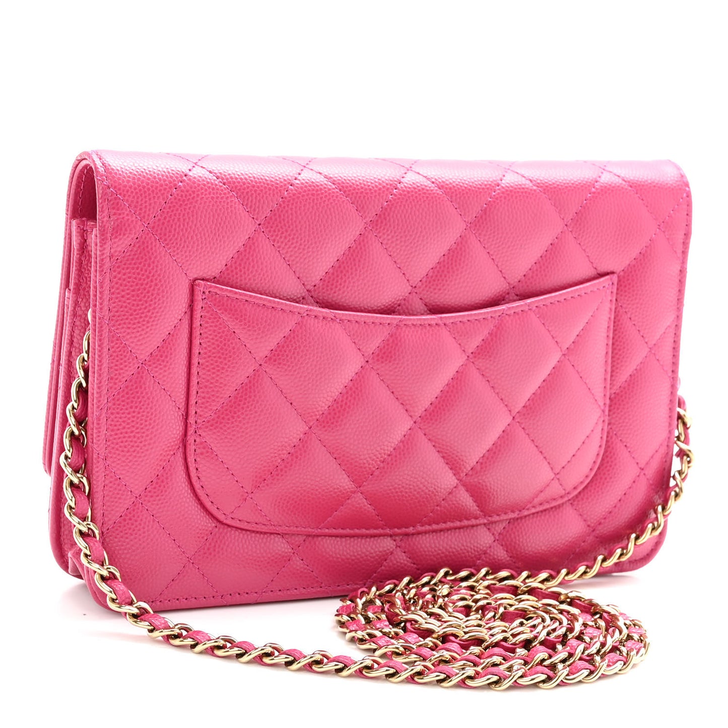 Caviar Quilted Wallet On Chain WOC Fuchsia