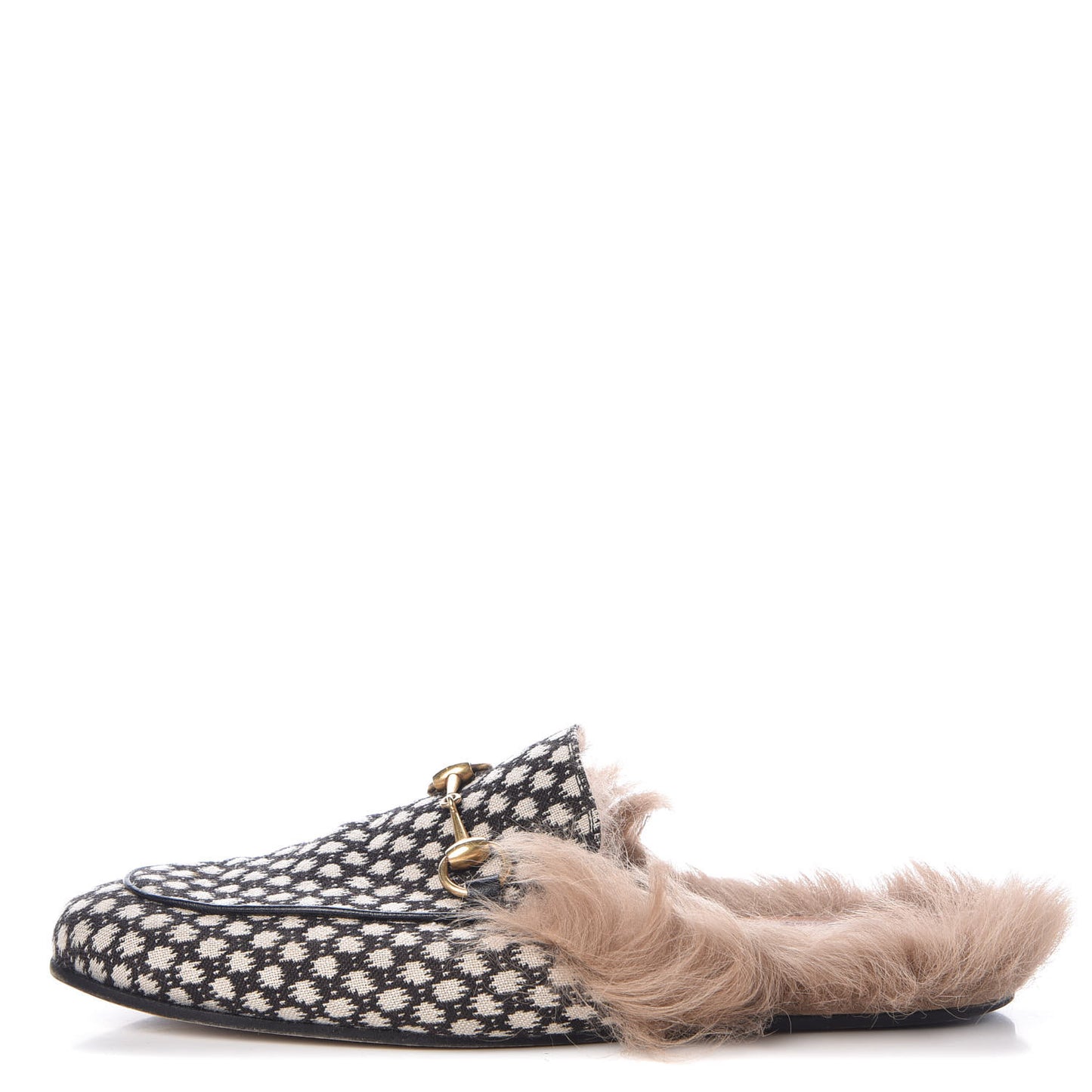 Canvas Fur Mens Princetown Slippers 8 Black White