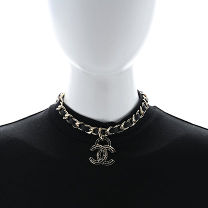 Chanel Metal Lambskin CC Choker Necklace Black Gold 2 of 4