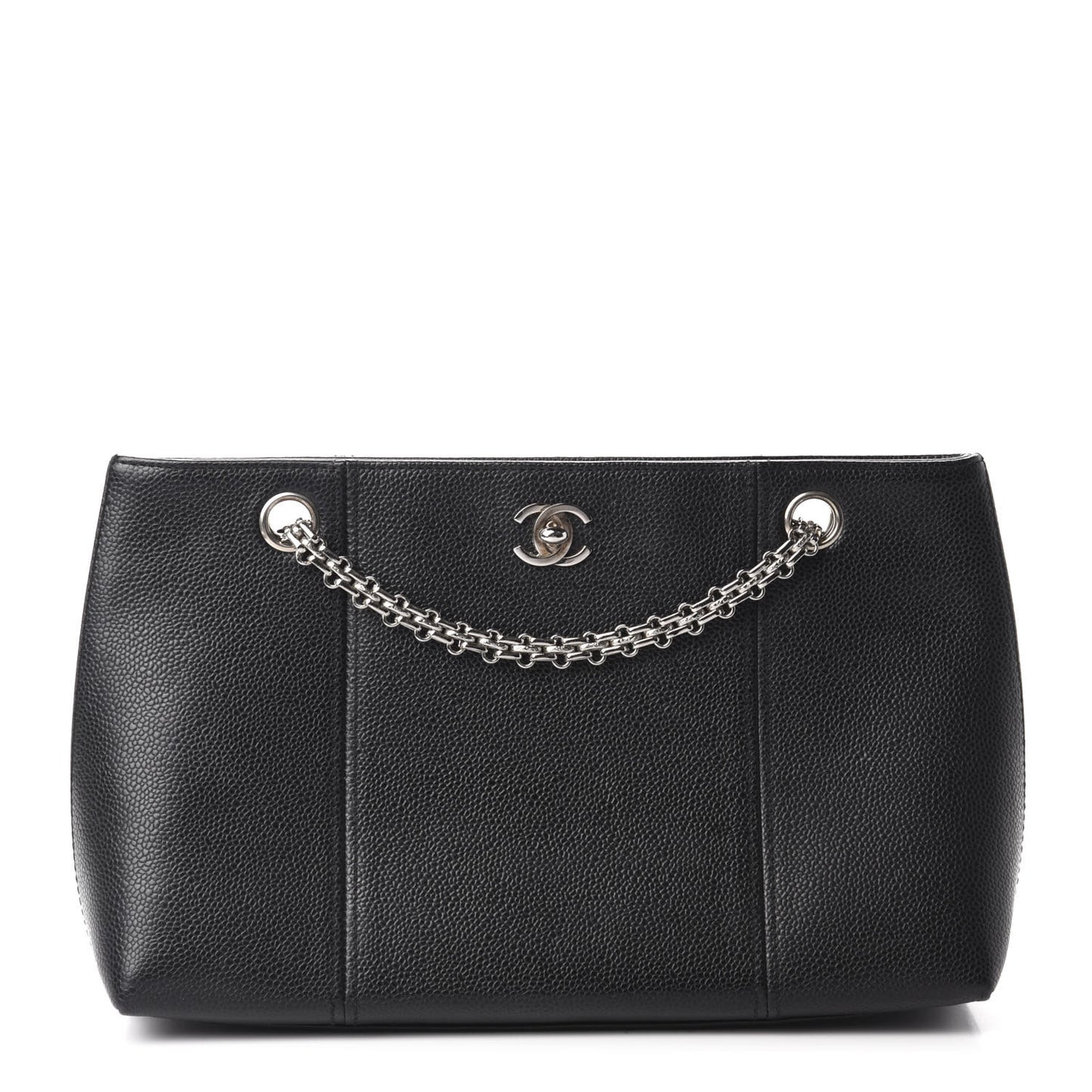 Grained Calfskin Bijoux Chain Shoulder Bag Black