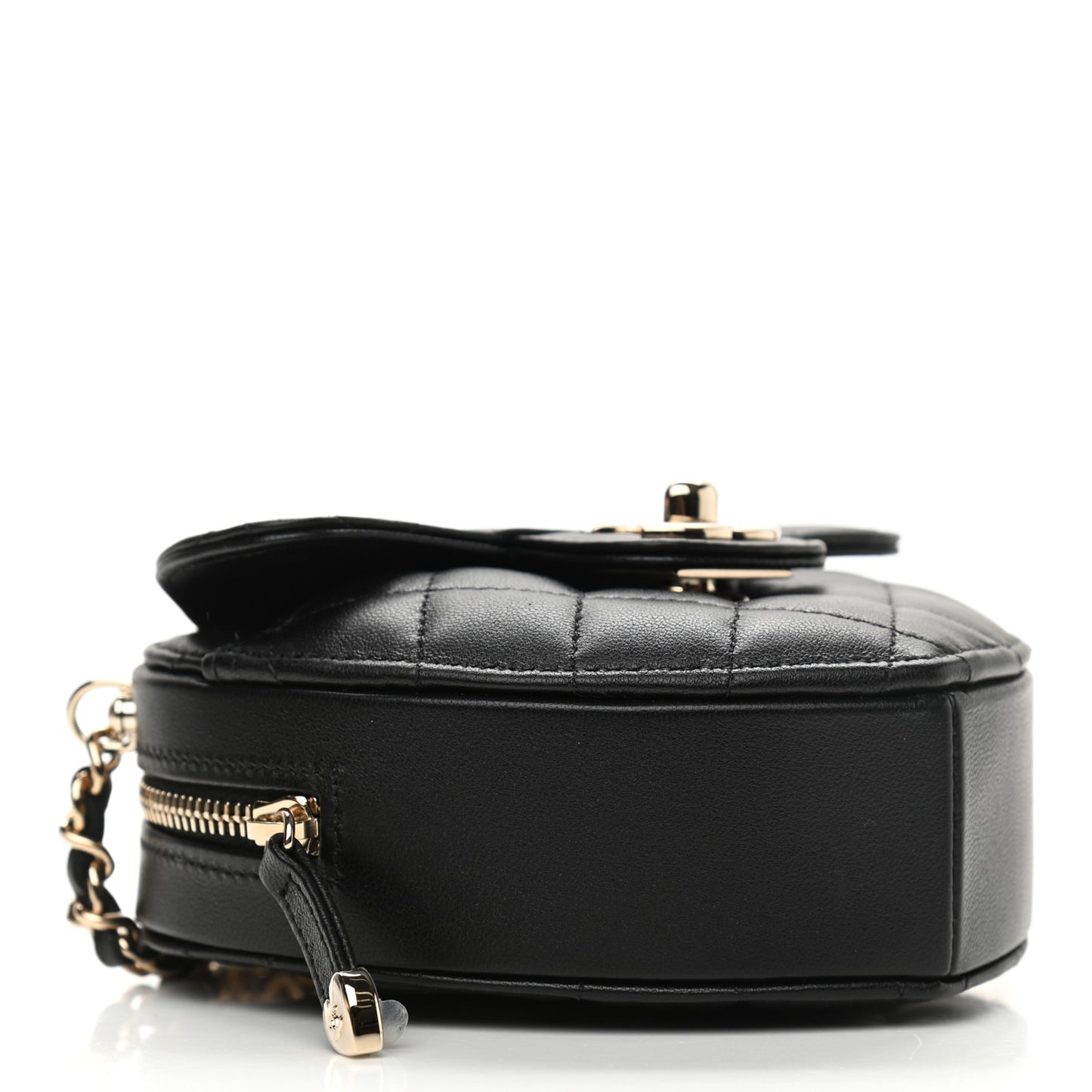 Lambskin Quilted CC In Love Heart Clutch With Chain Black