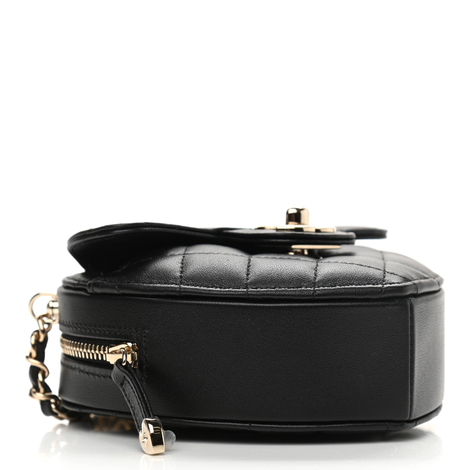 Chanel Lambskin Quilted CC In Love Heart Clutch With Chain Black 4 of 11