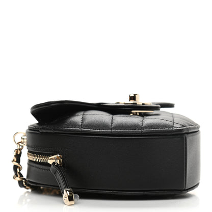 Chanel Lambskin Quilted CC In Love Heart Clutch With Chain Black 4 of 11