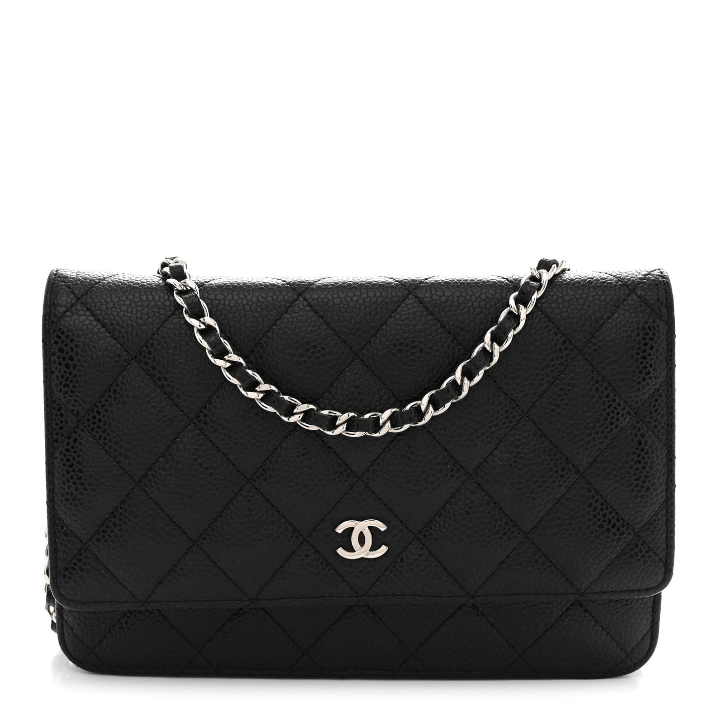 Caviar Quilted Wallet on Chain WOC Black